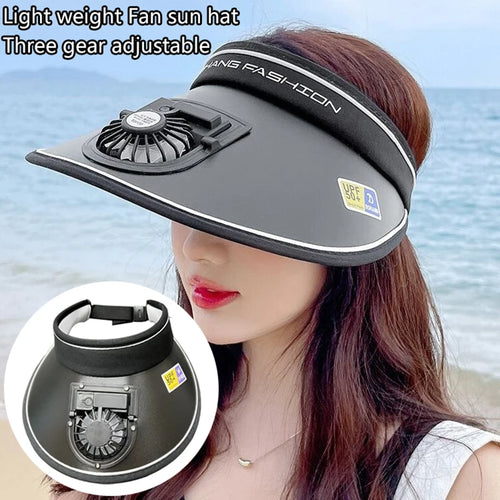 Atmungsaktiver Kühlhut, Sonnenblende mit Ventilator, Fischerhut, Kühlmütze mit Schirm, USB-Ladehut mit Ventilator für Sport-Sonnenhut