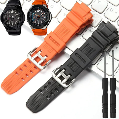 Silikonkautschukarmband passend für Casio GW-3000B 3500B 2500B 2000 G-1500 Herrenarmband Schwarz Orange Ersatzarmband