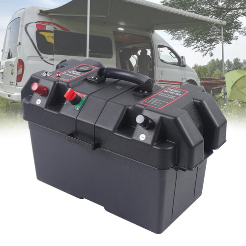 Multifunktionale Batteriebox, zwei USB-Anschlüsse, tragbares Batteriegehäuse, Schwarz