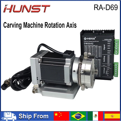 Hunst D69 CNC Router Laser Marking Machine Rotary Axis Chuck for Ring Bracelet Jewelry Engraving Auto Lock Rotary Attachment