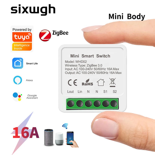 SIXWGH Tuya Zigbee Smart Home Automation Schalter Unterbrecher Arbeitet mit Smart Gateway Smartlife App Steuerung unterstützt Google Home Alexa
