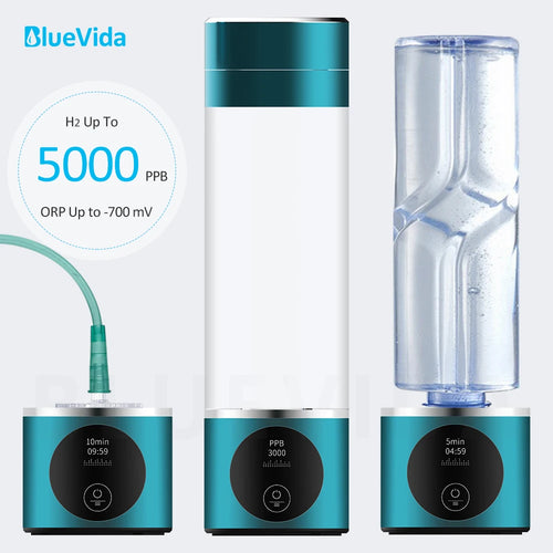 BlueVida Neue 8. Generation Nano-Wasserstoffgenerator-Flasche DuPont SPE/PEM Wasserstoffgenerator mit H2-Inhalator – Touch-Taste