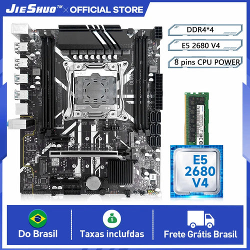 JIESHUO X99-JSD4 Gaming Motherboard LGA2011-3 DDR4 Dual Channel PCIe X16 M.2 SSD Desktop Mainboard with Intel Xeon E5 2680 CPU