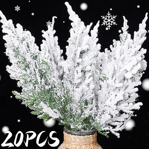 Künstliche Schneeflocken Kiefernzweige Weihnachten Künstliche Grünpflanzen Tannenzweige DIY Girlande Weihnachtsbaumschmuck Neujahr Party Deko