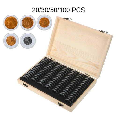 The Numismatic Vault | Adjustable Wooden Commemorative Coin Display Case