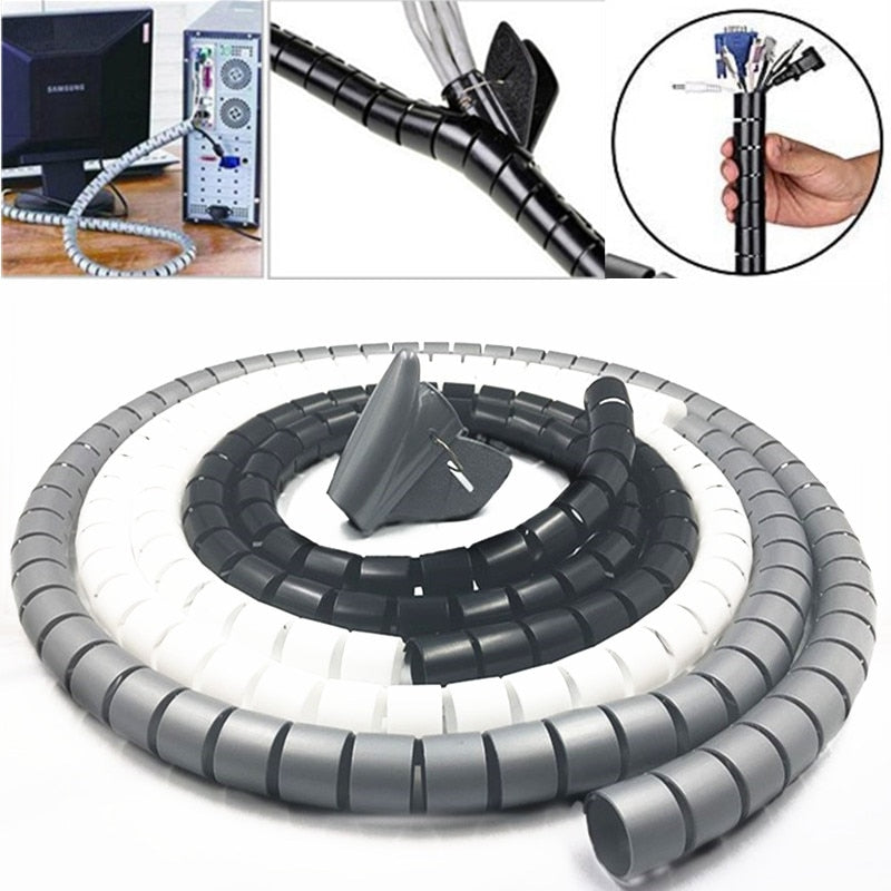 5 Meters 16FT Cable Management Protector Wire Wrap Cord Tidy Organizer Tube Hider Flexible Expandable Home Office Wire Concealer