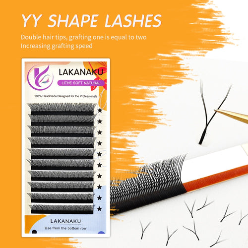 LAKANAKU YY Shape Volume Lashes Y Wimpernverlängerung Cilia und Brazilian Volume Kaschmir-Nerz Wimpernverlängerung Cilios YY