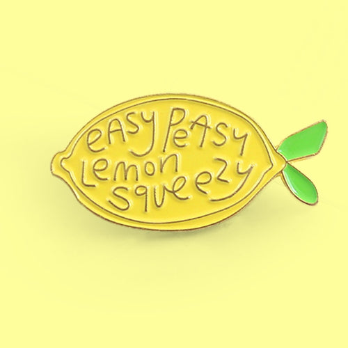 New Cute Yellow Lemon Fruit Brooch ‘Easy Peasy Lemon Squeezy’ Yellow Lemon Bright Enamel Pins badge backpack lapel Brooches