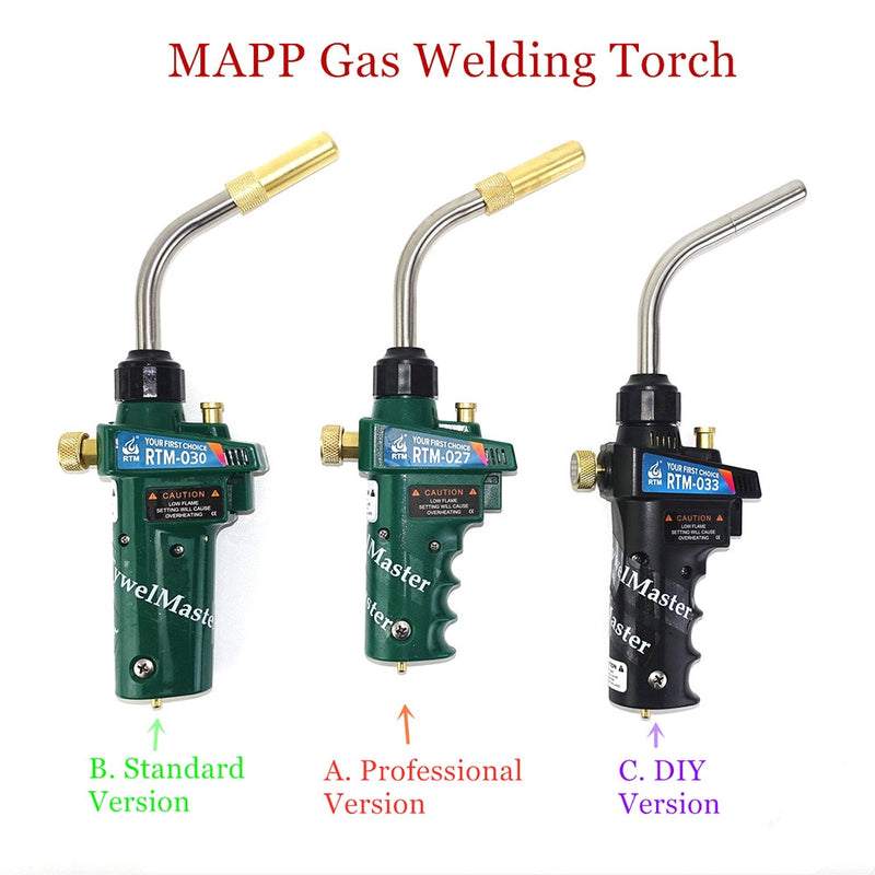 Braze Welding Torch MAPP Propane Gas Torch Piezo Trigger Ignition CGA600 Copper Aluminum Heating Solder Burner