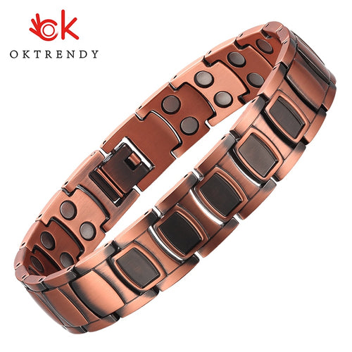 Magnetfeldtherapie-Armband-Gesundheits-Energie-reines Kupfer-Therapie-Armband für Arthritis-Energie-Steine Luxus-Mann-Armband-Metallschmuck