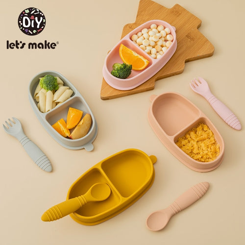 Let's Make 1Set Baby Feeding Anti-slip Pads Two-sided Suction Cup Children Silicone Baby Feeding Bowl Dish Mats Coaster for Kids