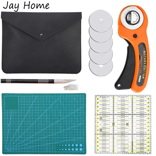 5Pcs Sewing Cutting Tool 45mm Rotary Cutter Carving Knife Patchwork Ruler Cutting Mat for Fabric Leather Cloth Quilting Supplies