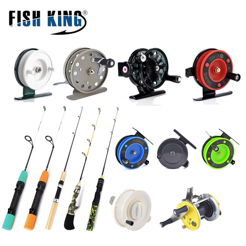 FISH KING Winter Ice Fly Fishing Rod 50/75 CM 2 Sections Fishing Rods With Fishing Wheel Reel I Gear Tackle