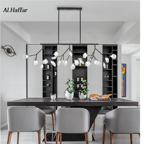 Modern LED New Creative Lights Firfly Black /Gold Rectangle Pendant Lamp For Dinning Room Kitchen