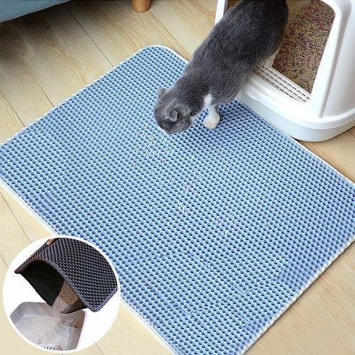 Wasserdichte Haustier-Katzenstreu-Matte Faltbare EVA-Doppelschicht-Katzenmatten-Unterseite Rutschfeste Haustier-Katzen-Matten-Schicht-Haustier-Einstreu-Fänger-Matte
