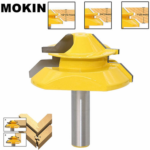 Gehrungsfräser mit 45-Grad-Verriegelung, 6,35 mm/8 mm/12,7 mm Schaft, Holzzapfenfräser für MDF-Sperrholz, Tischler, Holzbearbeitungswerkzeuge