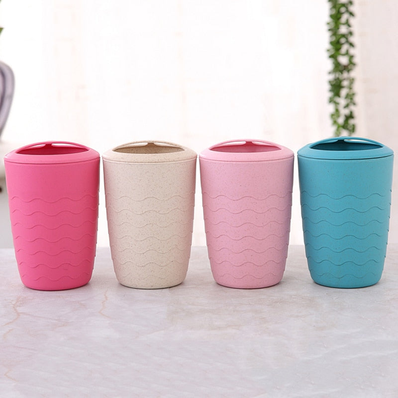 4Pcs/Set Bathroom Accessories Wheat Straw Eco-Friendly Soap Dish Dispenser Bottle Washroom Toothbrush Holder Cup Suit