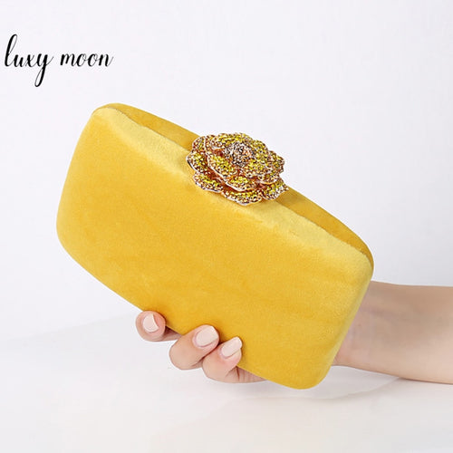 Samt Clutch Bag für Frauen Luxus Designer Geldbörse und Handtasche Diamond Flower Lock Elegante Abendtasche Hochzeit Clutch ZD1905