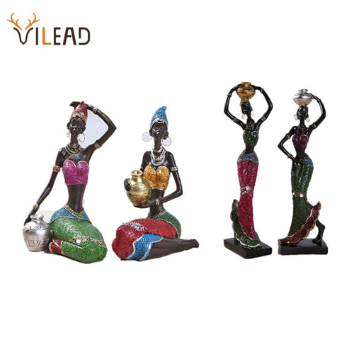 VILEAD 19 cm 22 cm Kunstharz Ethno-Stil Afrikanische Schönheitsfiguren Kreative Vintage Innendekoration Basteln Ornamente Für Zuhause Geschenk