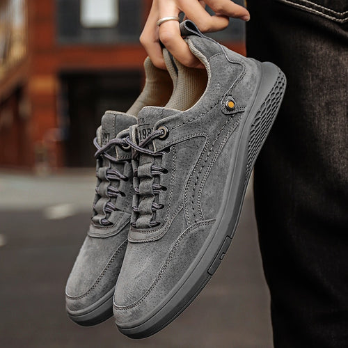 Mode Herren Schuhe Echtes Leder Loafer Atmungsaktive Schnürung bequeme Oxfords Freizeitschuhe Herren Sneakers Schuhe Größere Größe 46