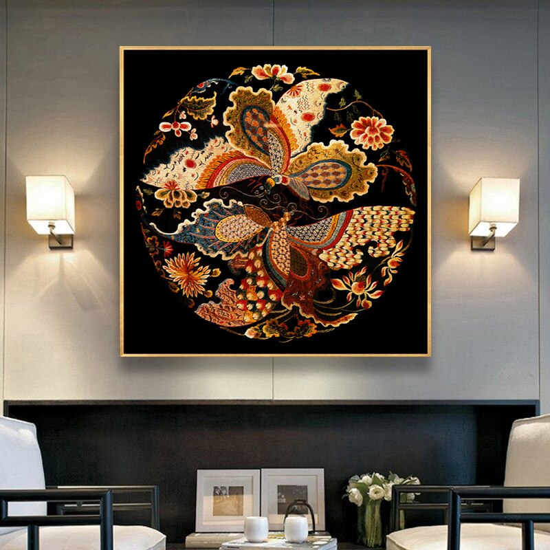 Needlework DIY Cross Stitch New Chinese Long Feng Cheng Xiang-Feng Qiu Huang Pattern Cross-stitch 11CT Full Embroidery Home Deco