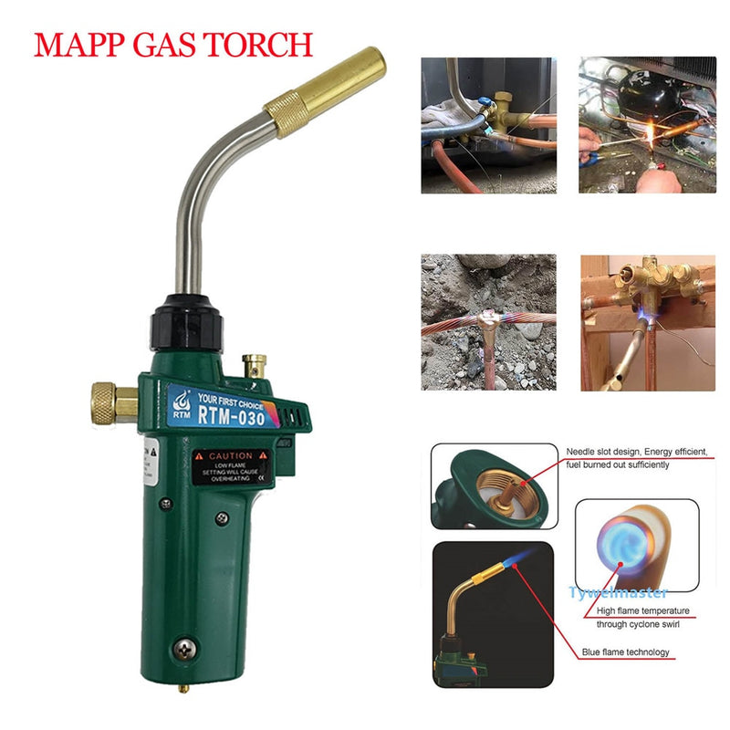 Braze Welding Torch MAPP Propane Gas Torch Piezo Trigger Ignition CGA600 Copper Aluminum Heating Solder Burner