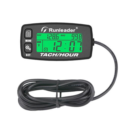 Inductive Tachometer Gauge Alert RPM Engine Hour Meter Backlit Resettable Tacho Hour Meters for Motorcycle ATV Lawn Mower