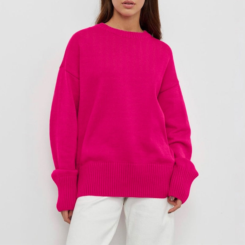 WYWM Cashmere Elegant Women Sweater Oversized Knitted Basic Pullovers O Neck Loose Soft Female Knitwear Jumper