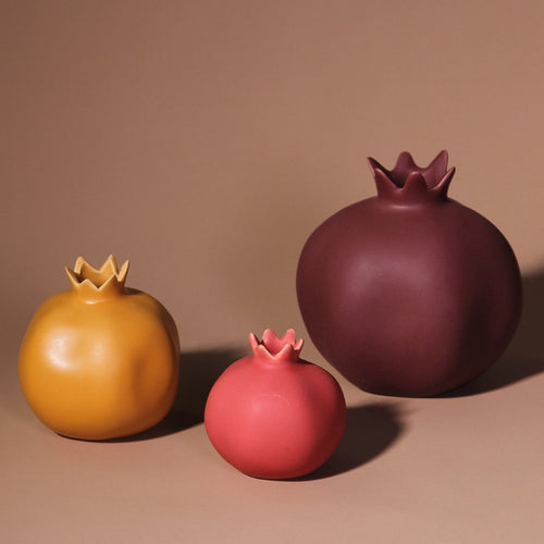 Kreative nordische Granatapfel-Keramikfiguren feste matte Farbe Wohnzimmer-Dekor-Wandregal-Dekoration bastelt Schlafzimmer-Blumentopf