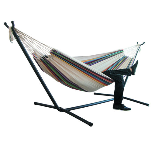 200 * 150 cm Indoor / Outdoor Camping Hängematte Hängesessel Langlebig Komfort Dicke Leinwand Streifen Hängematten Schaukelstühle ohne Ablage