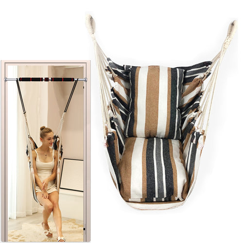 Portable Hammock Chair Hanging Rope Chair Swing Chair Seat for Travel Camping Garden Indoor Outdoor Hammock Swings Furniture