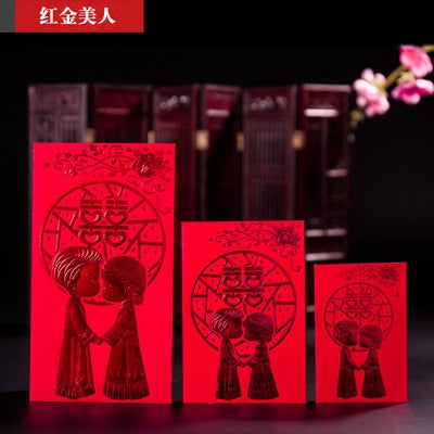 (12 pieces/lot) New Year Red Pocket Hot Stamping Creative Red Bag Spring Festival Marriage Birthday Red Envelopes