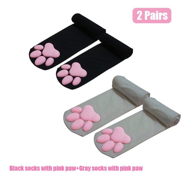 New Cat Paw Socks for Women Girls Kawaii 3D Cat Claw Toe Beanies Cute Gift Lolita PawPads Cosplay Cat Paw Pad Thigh High Socks