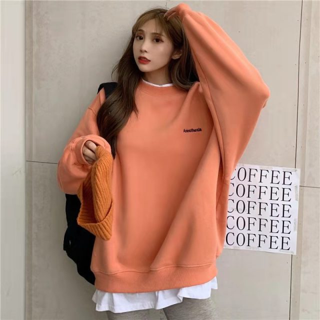 2021 spring and autumn new splicing Pullover fashion Korean thick and thin women's Sweatshirt Navy Gray Black Pink women's Hoodi