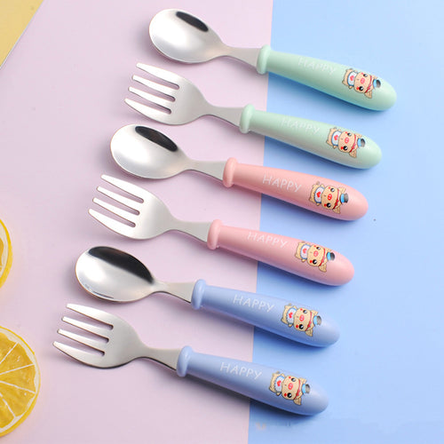 Baby Gadgets Geschirr Set Kinder Utensil Edelstahl Kleinkind Geschirr Besteck Cartoon Säuglingsnahrung Fütterung Löffel Gabel