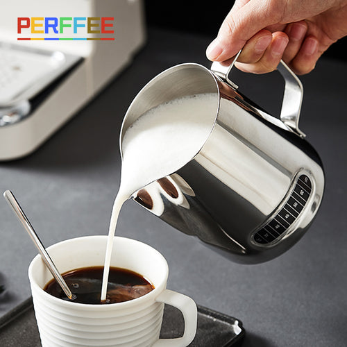 Kaffee Latte Milchaufschäumkännchen Milchaufschäumer Krug Edelstahlkännchen Espresso Barista Krug Milchkännchen Kaffeezubehör