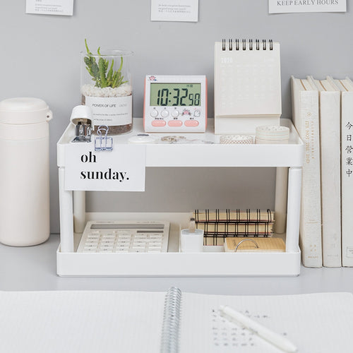 Multifunktionale Regale Doppellagiges Lagerregal Desktop-Lagerregal Kunststoff-Schreibtischregale Kosmetik-Sundries-Organisator-Aufbewahrung