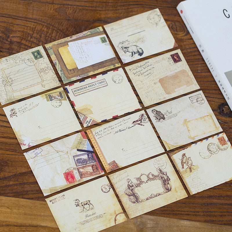 (12 pieces/set) Vintage Mini Enveloppen European Style Envelope Message Card Letter Stationary Storage Paper Gift Envelopes Set