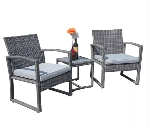 What kind of material should be used for balcony tables and chairs?
