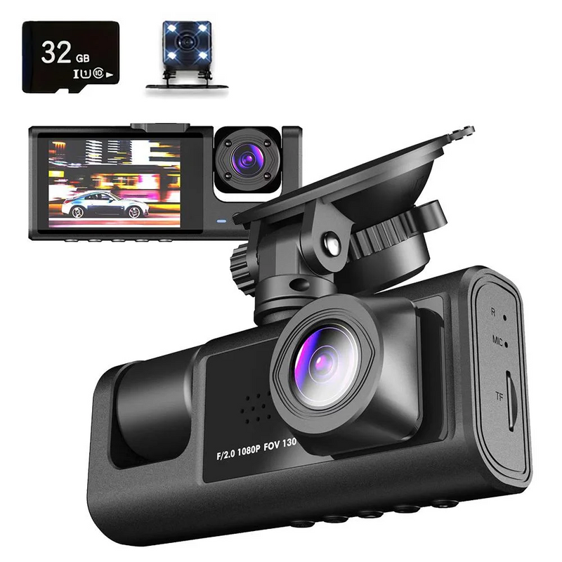 3 Camra Dash Cam for Cars Camera 1080P Car Dvr Vehicle Recorder Video Recorder Front and Rear Camera W/ IR Night Vision Dashcam