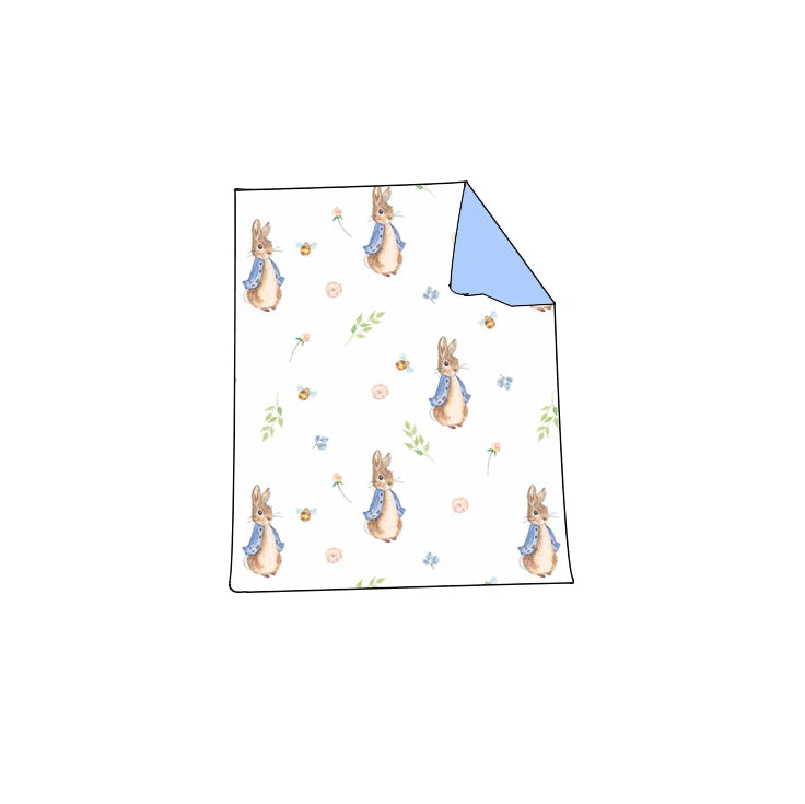 Easter boutique children's suit lapel lace short sleeve elastic rabbit flower print trousers girls boys trousers pajamas set