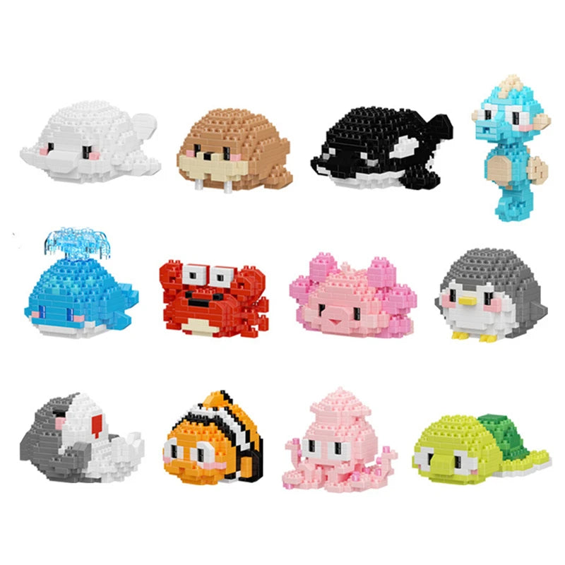 Creative Ocean World Animal Particle Building Blocks Toys Children's Toys Mini Animal Model Educational Toys Compatible Building