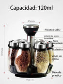 Spice Rack 6 Glass Jars Rotating Condiment Organizer