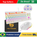 Mechanical Keyboard Kit And Mouse Gamer 3200 Dpi Wired Abnt2 Lighting Led Rgb Switch Blue 60% White Be-k1 Luuk Young