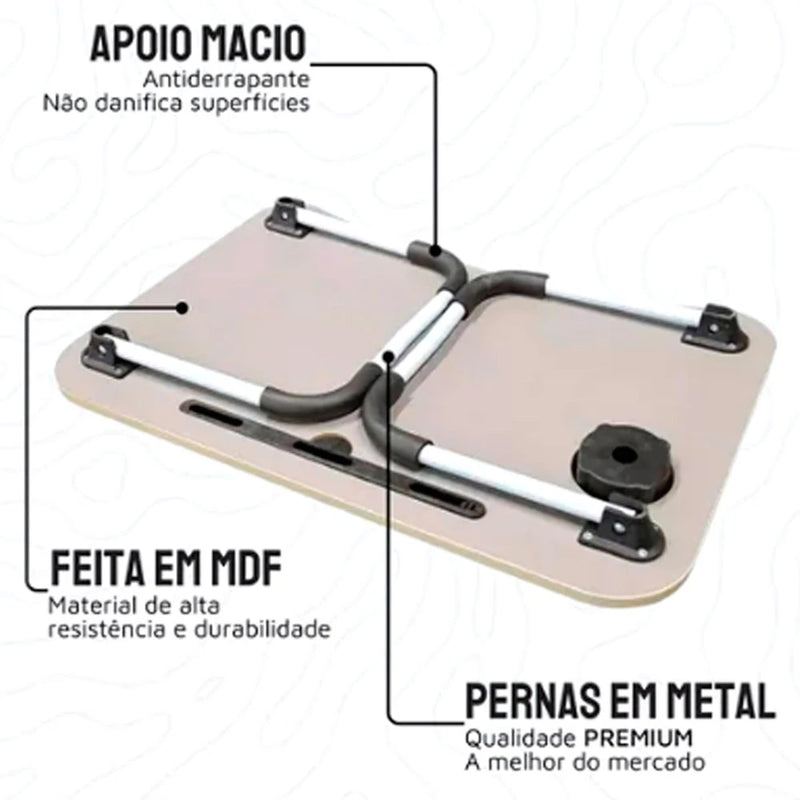 Mesa Dobrável De Madeira Portátil Para Cama Estudo Notebook Lanches Multifunções