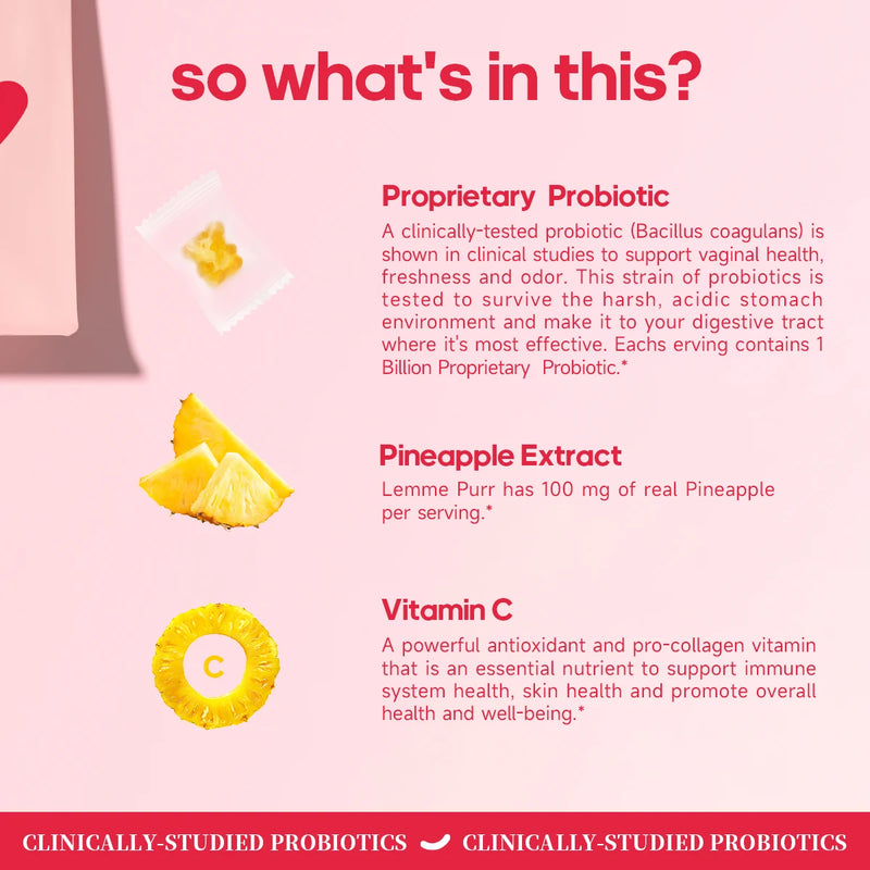 Quitmood Feminine Balance Gummies - Hawaiian Pineapple - Women's Probiotics-ph Balance- 30 Gummies, individual package vitamin C