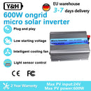 Y&H 600W Micro Solar Inverter Plug And Play Pure Sine Wave Solar Inverters 120V 220VAC Mppt Inverter Grid Tie Inversor 500 Watts