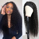 Curly Brazilian Human Hair Headband Wig Kinky Curly Machine Made Wigs For Black Women 180% Density Wigs With Head Band
