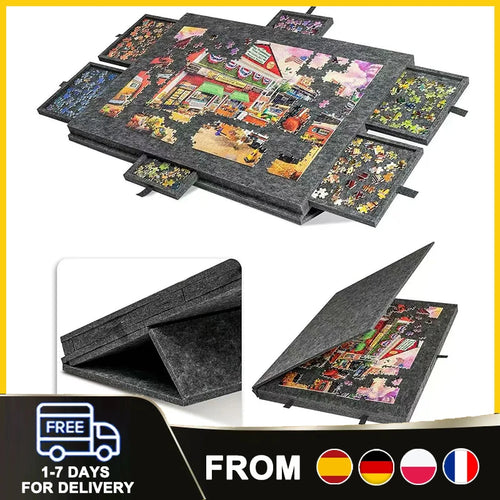 The Assembler | 2-in-1 Portable Felt Puzzle Table with 6 Drawers & Stand