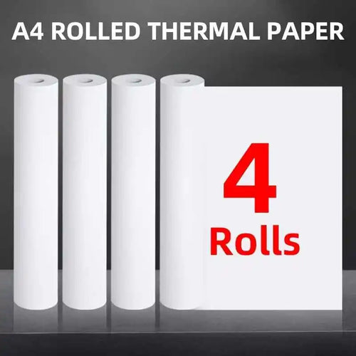 4 Rollen A4-Thermodruckpapier 210 mm seidenmattes Papier, geeignet für Büro, Schule, Zuhause, tragbarer Drucker-kompatibel